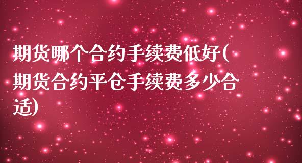 期货哪个合约手续费低好(期货合约平仓手续费多少合适)_https://www.zztgc.com_期货入门_第1张