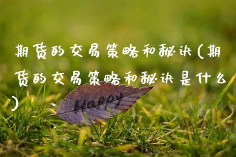 期货的交易策略和秘诀(期货的交易策略和秘诀是什么)_https://www.zztgc.com_期货行情_第1张