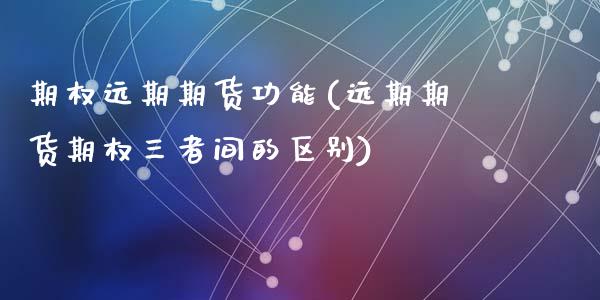 期权远期期货功能(远期期货期权三者间的区别)_https://www.zztgc.com_黄金期货_第1张