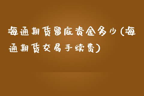 海通期货留底资金多少(海通期货交易手续费)_https://www.zztgc.com_原油期货_第1张