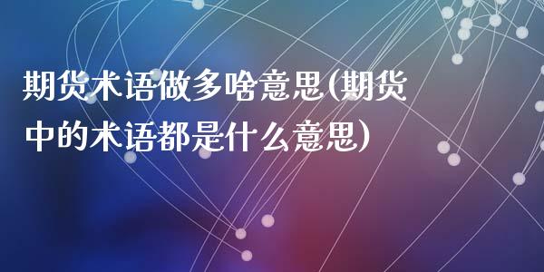 期货术语做多啥意思(期货中的术语都是什么意思)_https://www.zztgc.com_期货行情_第1张