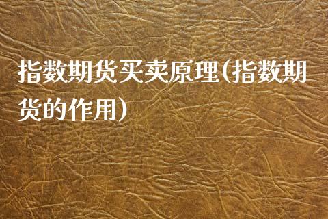 指数期货买卖原理(指数期货的作用)_https://www.zztgc.com_黄金期货_第1张