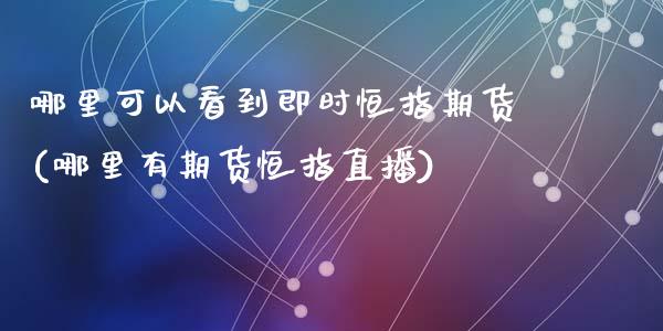 哪里可以看到即时恒指期货(哪里有期货恒指直播)_https://www.zztgc.com_期货行情_第1张