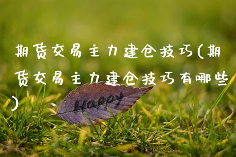 期货交易主力建仓技巧(期货交易主力建仓技巧有哪些)_https://www.zztgc.com_原油期货_第1张