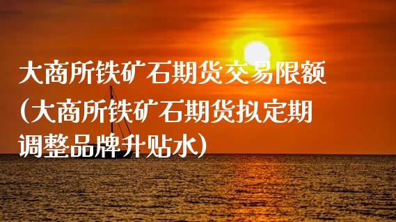 大商所铁矿石期货交易限额(大商所铁矿石期货拟定期调整品牌升贴水)_https://www.zztgc.com_期货开户_第1张