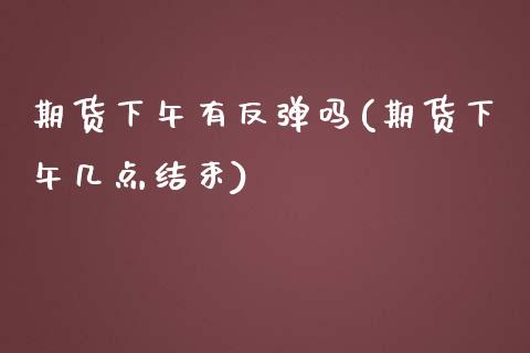 期货下午有反弹吗(期货下午几点结束)_https://www.zztgc.com_黄金期货_第1张