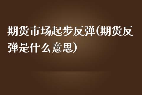 期货市场起步反弹(期货反弹是什么意思)_https://www.zztgc.com_黄金期货_第1张