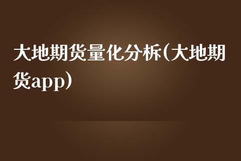大地期货量化分柝(大地期货app)_https://www.zztgc.com_黄金期货_第1张