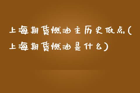 上海期货燃油主历史低点(上海期货燃油是什么)_https://www.zztgc.com_期货行情_第1张