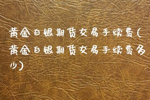 黄金白银期货交易手续费(黄金白银期货交易手续费多少)_https://www.zztgc.com_黄金期货_第1张