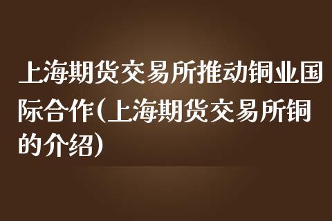 上海期货交易所推动铜业国际合作(上海期货交易所铜的介绍)_https://www.zztgc.com_黄金期货_第1张
