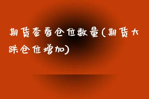 期货查看仓位数量(期货大跌仓位增加)_https://www.zztgc.com_原油期货_第1张