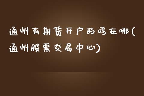 通州有期货开户的吗在哪(通州股票交易中心)_https://www.zztgc.com_黄金期货_第1张