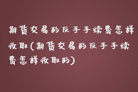 期货交易的反手手续费怎样收取(期货交易的反手手续费怎样收取的)_https://www.zztgc.com_期货直播_第1张