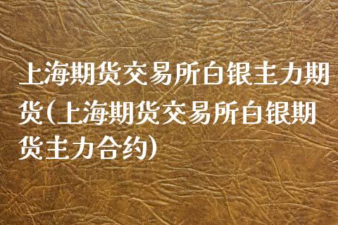 上海期货交易所白银主力期货(上海期货交易所白银期货主力合约)_https://www.zztgc.com_期货入门_第1张