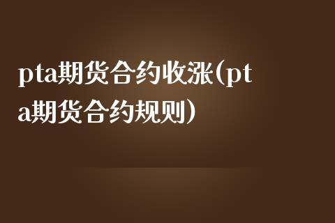 pta期货合约收涨(pta期货合约规则)_https://www.zztgc.com_期货入门_第1张