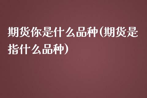 期货你是什么品种(期货是指什么品种)_https://www.zztgc.com_期货入门_第1张