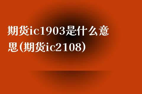 期货ic1903是什么意思(期货ic2108)_https://www.zztgc.com_期货直播_第1张