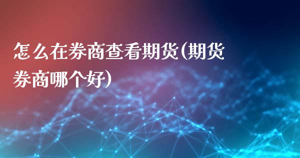怎么在券商查看期货(期货券商哪个好)_https://www.zztgc.com_原油期货_第1张