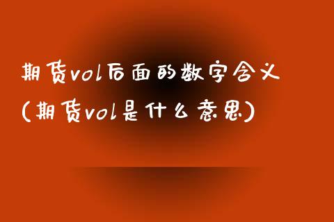 期货vol后面的数字含义(期货vol是什么意思)_https://www.zztgc.com_黄金期货_第1张