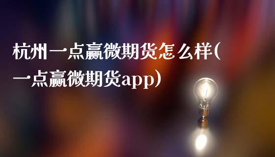 杭州一点赢微期货怎么样(一点赢微期货app)_https://www.zztgc.com_原油期货_第1张