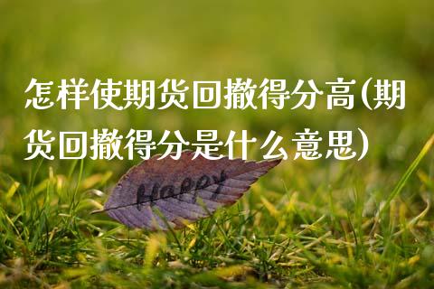 怎样使期货回撤得分高(期货回撤得分是什么意思)_https://www.zztgc.com_期货直播_第1张