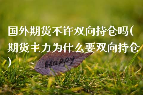 国外期货不许双向持仓吗(期货主力为什么要双向持仓)_https://www.zztgc.com_期货直播_第1张
