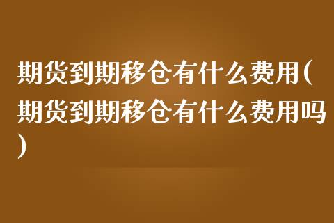 期货到期移仓有什么费用(期货到期移仓有什么费用吗)_https://www.zztgc.com_期货行情_第1张