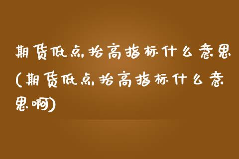 期货低点抬高指标什么意思(期货低点抬高指标什么意思啊)_https://www.zztgc.com_黄金期货_第1张