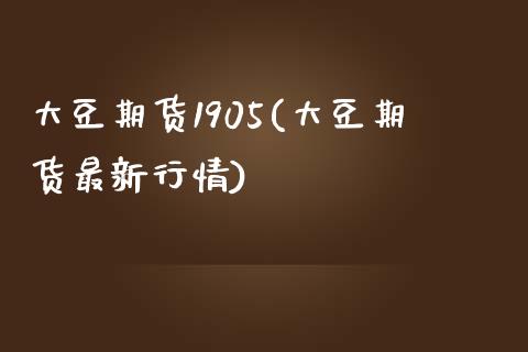 大豆期货1905(大豆期货最新行情)_https://www.zztgc.com_期货开户_第1张
