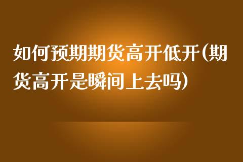 如何预期期货高开低开(期货高开是瞬间上去吗)_https://www.zztgc.com_期货开户_第1张
