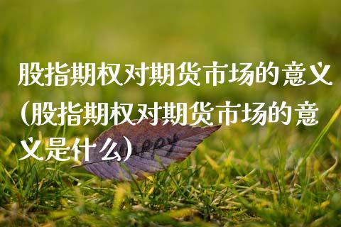 股指期权对期货市场的意义(股指期权对期货市场的意义是什么)_https://www.zztgc.com_黄金期货_第1张