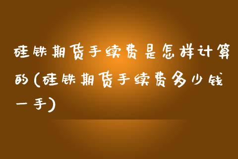 硅铁期货手续费是怎样计算的(硅铁期货手续费多少钱一手)_https://www.zztgc.com_期货行情_第1张