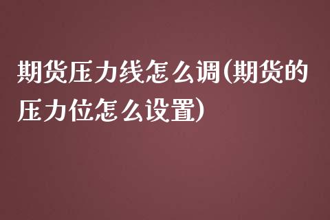 期货压力线怎么调(期货的压力位怎么设置)_https://www.zztgc.com_期货入门_第1张
