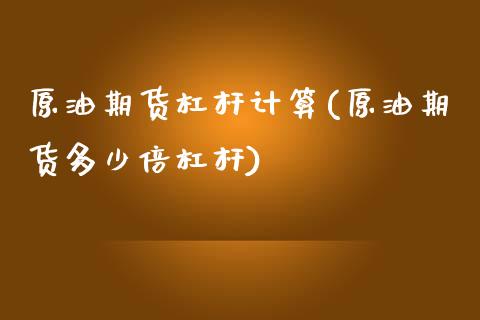 原油期货杠杆计算(原油期货多少倍杠杆)_https://www.zztgc.com_原油期货_第1张