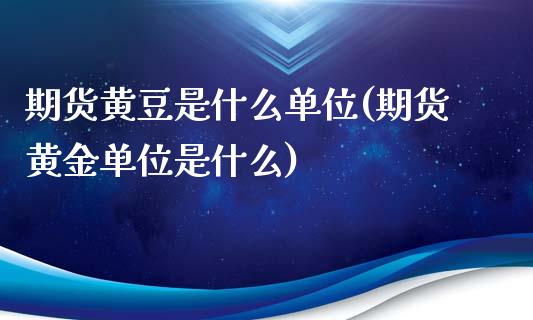 期货黄豆是什么单位(期货黄金单位是什么)_https://www.zztgc.com_期货入门_第1张
