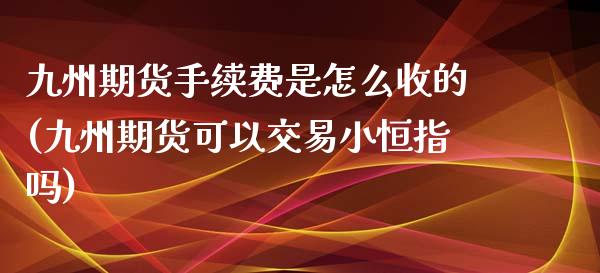 九州期货手续费是怎么收的(九州期货可以交易小恒指吗)_https://www.zztgc.com_期货行情_第1张