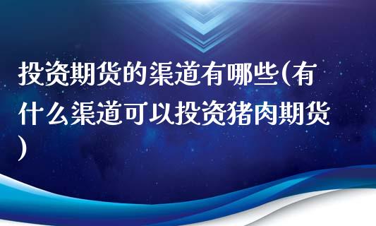 投资期货的渠道有哪些(有什么渠道可以投资猪肉期货)_https://www.zztgc.com_期货直播_第1张