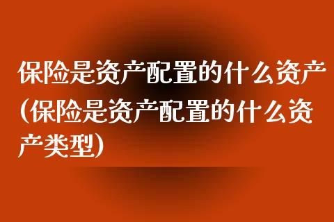 保险是资产配置的什么资产(保险是资产配置的什么资产类型)_https://www.zztgc.com_黄金期货_第1张