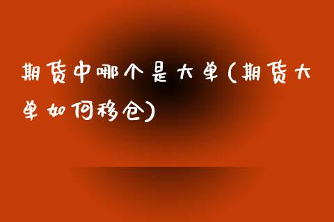 期货中哪个是大单(期货大单如何移仓)_https://www.zztgc.com_期货直播_第1张