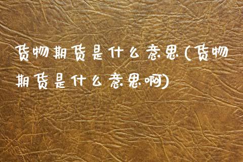 货物期货是什么意思(货物期货是什么意思啊)_https://www.zztgc.com_期货行情_第1张
