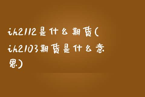 ih2112是什么期货(ih2103期货是什么意思)_https://www.zztgc.com_期货行情_第1张