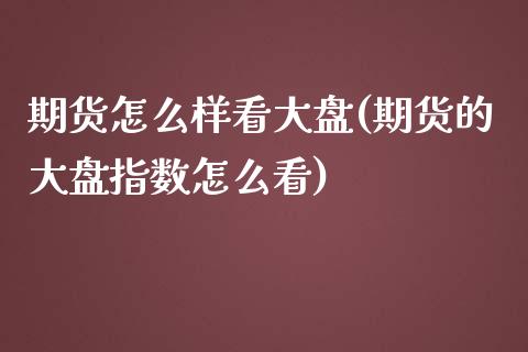 期货怎么样看大盘(期货的大盘指数怎么看)_https://www.zztgc.com_期货入门_第1张