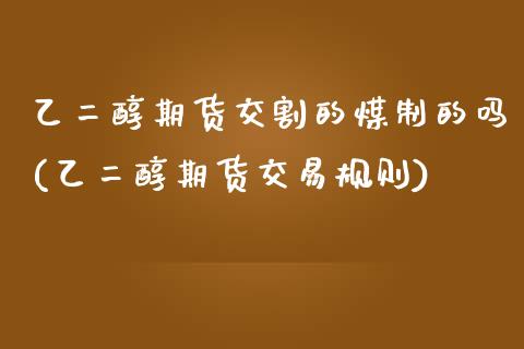 乙二醇期货交割的煤制的吗(乙二醇期货交易规则)_https://www.zztgc.com_黄金期货_第1张