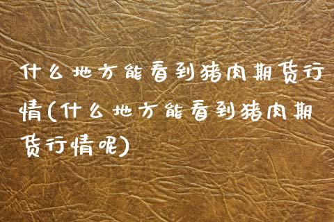 什么地方能看到猪肉期货行情(什么地方能看到猪肉期货行情呢)_https://www.zztgc.com_黄金期货_第1张