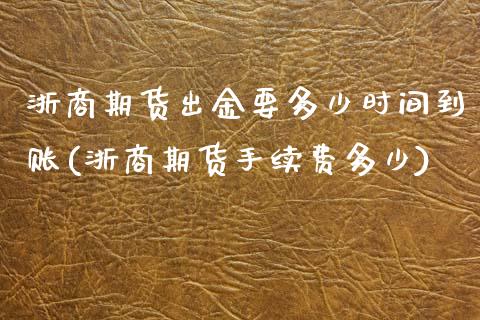 浙商期货出金要多少时间到账(浙商期货手续费多少)_https://www.zztgc.com_原油期货_第1张
