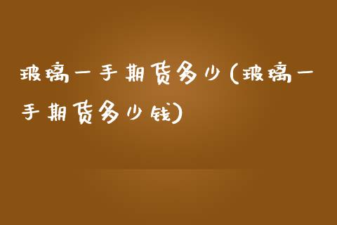 玻璃一手期货多少(玻璃一手期货多少钱)_https://www.zztgc.com_期货直播_第1张