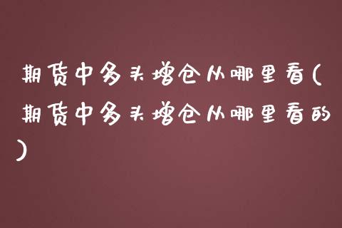 期货中多头增仓从哪里看(期货中多头增仓从哪里看的)_https://www.zztgc.com_黄金期货_第1张