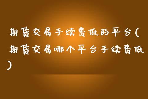 期货交易手续费低的平台(期货交易哪个平台手续费低)_https://www.zztgc.com_期货直播_第1张