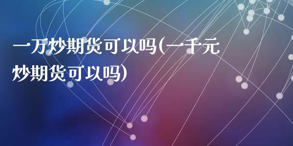 一万炒期货可以吗(一千元炒期货可以吗)_https://www.zztgc.com_黄金期货_第1张